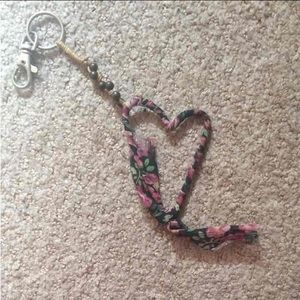 Heart-Shaped Floral Design Keychain